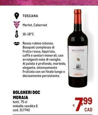 Metro Moraia Bolgheri Doc offerta