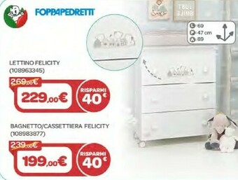 Bimbo Store Foppapedretti Bagnetto/ Cassettiera Felicity offerta