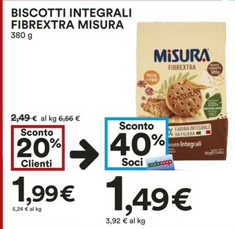 Coop Misura Biscotti Integrali Fibrextra offerta