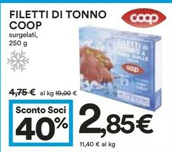 Coop Coop - Filetti Di Tonno A Pinne Gialle Surgelati 250 G(ml) offerta