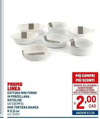 Metro Cottura Mini Tortiera Bianca Forno In Porcellana Ristoline offerta