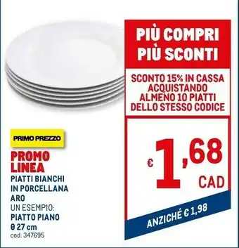 Metro Piatti Piano Bianchi In Porcellana offerta