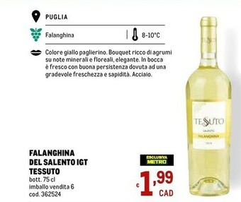Metro Tessuto Falanghina Del Salento Igt offerta