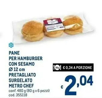 Metro Metro chef Pane Per Hamburger offerta