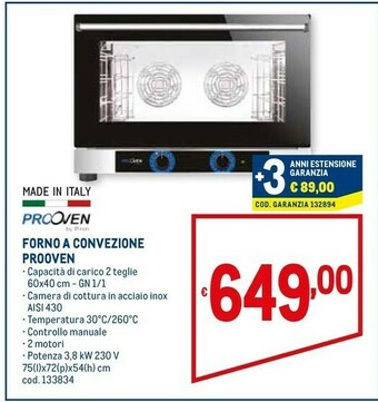 Metro Prooven Forno A Convezione offerta