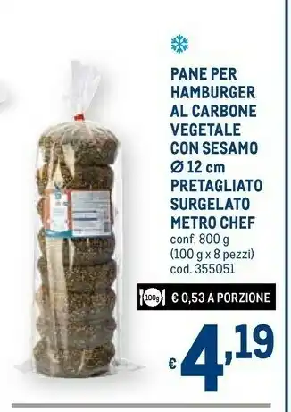 Metro Metro chef Pane Per Hamburger Al Carbone Vegetale Con Sesamo 800g offerta