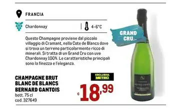 Metro Bernard Gantois Champagne Brut Blanc De Blancs offerta