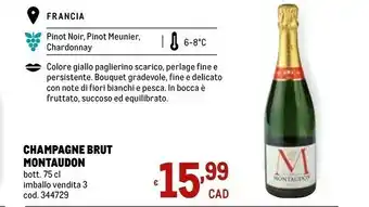 Metro Montaldon Champagne Brut offerta