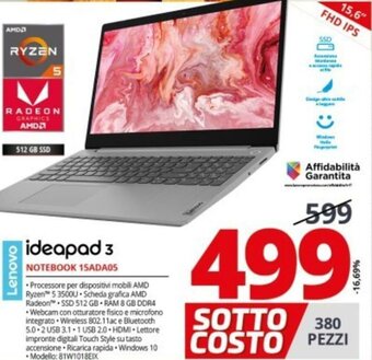 Comet Lenovo IdeaPad 3 Notebook 15ADA05 offerta