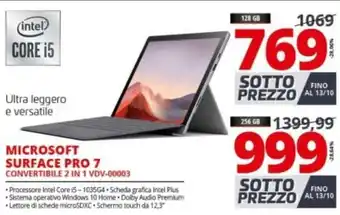Comet Microsoft Surface Pro 7 Convertibile 2 in 1 VDV-00003 offerta