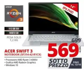 Comet Acer Swift 3 Notebook (SF314-42-R1CX) offerta