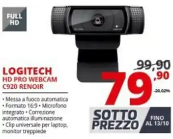 Comet Logitech HD Pro Webcam C920 Renoir offerta