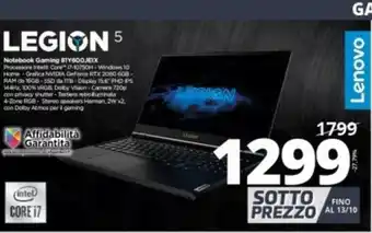 Comet Lenovo Legion 5 Notebook Gaming 81Y600JEIX offerta