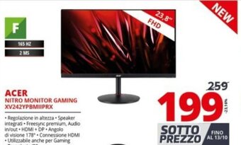 Comet Acer Nitro Monitor Gaming XV242YPBMIIPRX offerta