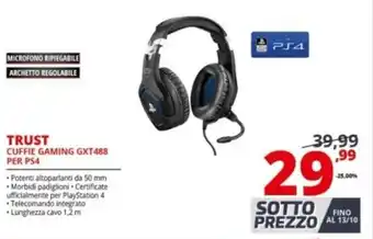 Comet Trust Cuffie Gaming GXT488 PER PS4 offerta
