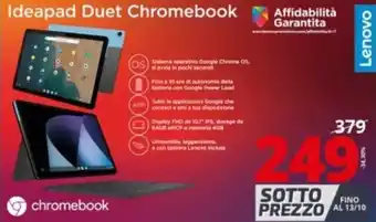 Comet Lenovo Ideapad Duet Chromebook offerta
