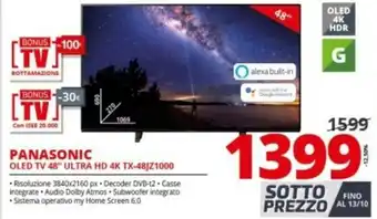 Comet Panasonic QLED TV 48" Ultra HD 4K TX-48JZ1000 offerta