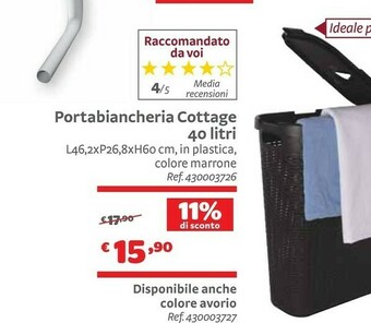 Bricocenter Portabiancheria Cottage 40 Litri offerta
