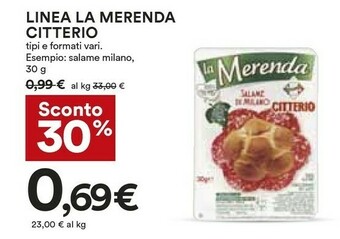 Coop Citterio La Merenda Salame Di Milano 30 G(ml) offerta