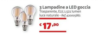 Bricocenter 3 Lampadine A Led Goccia offerta