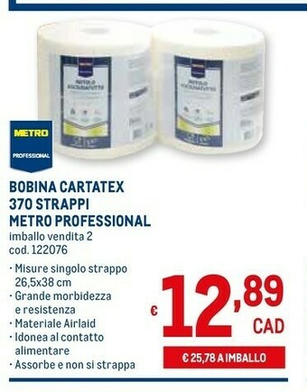 Metro Metro Professional Bobina Cartatex 370 Strappi offerta