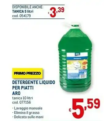 Metro Aro Detergente Liquido Per Piatti 10 Lt offerta