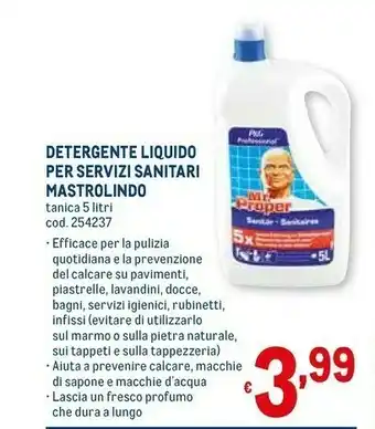 Metro Mastro lindo Detergente Liquido Per Servizi Sanitari Mastrolindo offerta