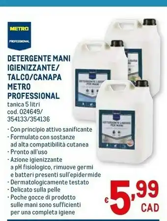 Metro Metro Professional Detergente Mani Igienizzante offerta