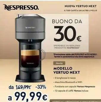 Unieuro Nespresso Nuova Vertuo Next offerta