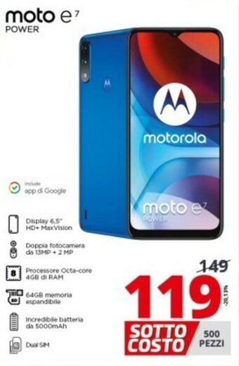 Comet Motorola moto e7 power offerta