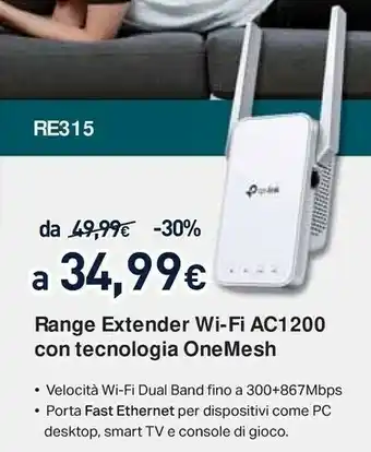 Unieuro TP-LINK RE315 Moltiplicatore Di Rete Bianco 10, 100 Mbit/s offerta
