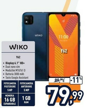 Unieuro Wiko Y62 offerta