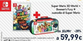 Nintendo Switch Super Mario 3D World + Bowser's Fury + Custodia Di Super Mario