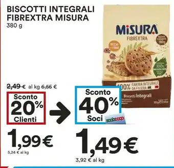 Coop Misura Fibrextra Biscotti Integrali 350 G(ml) offerta