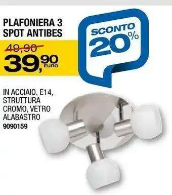 Bricofer Antibes Plafoniera 3 Spot offerta