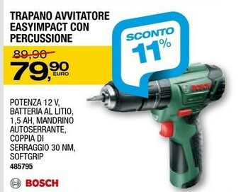 Bricofer Bosch Trapano Avvitatore Easyimpact Con Percussione offerta