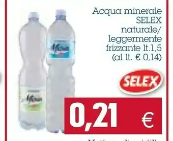 Emi Supermercati Selex Acqua Minerale Naturale/ Leggermente Frizzante 1,5 Lt offerta
