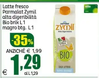 Elite Parmalat Latte Fresco Zymil Alta Digeribilità Bio Senza Lattosio offerta
