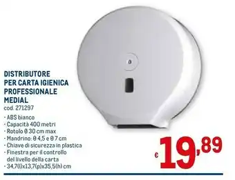 Metro Distributore Per Carta Igienica Professionale Medial offerta