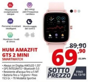 Comet Hum Amazfit GTS 2 Mini Smartwatch offerta