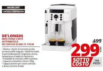 Comet De'Longhi Macchina Caffè Automatica in Chicchi ECAM 21.110.W offerta