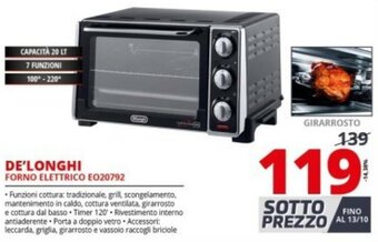 Comet De'Longhi Forno Elettrico EO20792 offerta