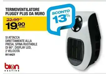 Bricofer Bion Heating Termoventilatore Pluggy Plus Da Muro offerta