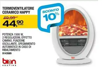 Bricofer Bio Heating Termoventilatore Ceramico Happy offerta