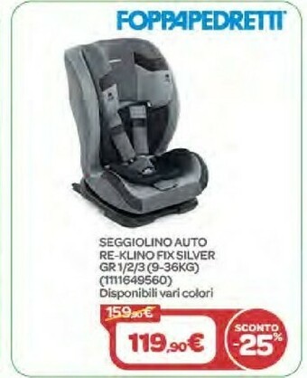 Bimbo Store Foppapedretti Seggiolino Auto Re-klino Fix Silver Gr1/2/3 (9-36kg) offerta