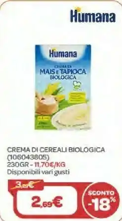 Bimbo Store Humana Crema Di Cereali Biologica 230gr offerta