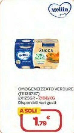Bimbo Store Mellin Omogeneizzato Verdure 2x125gr offerta
