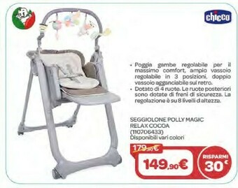 Bimbo Store Chicco Seggiolone Polly Magic Relax Cocoa offerta
