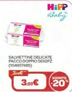 Bimbo Store Hipp Salviettine Delicate Pacco Doppio 56x2Pz offerta