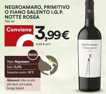 Coop Notte rossa Vino offerta